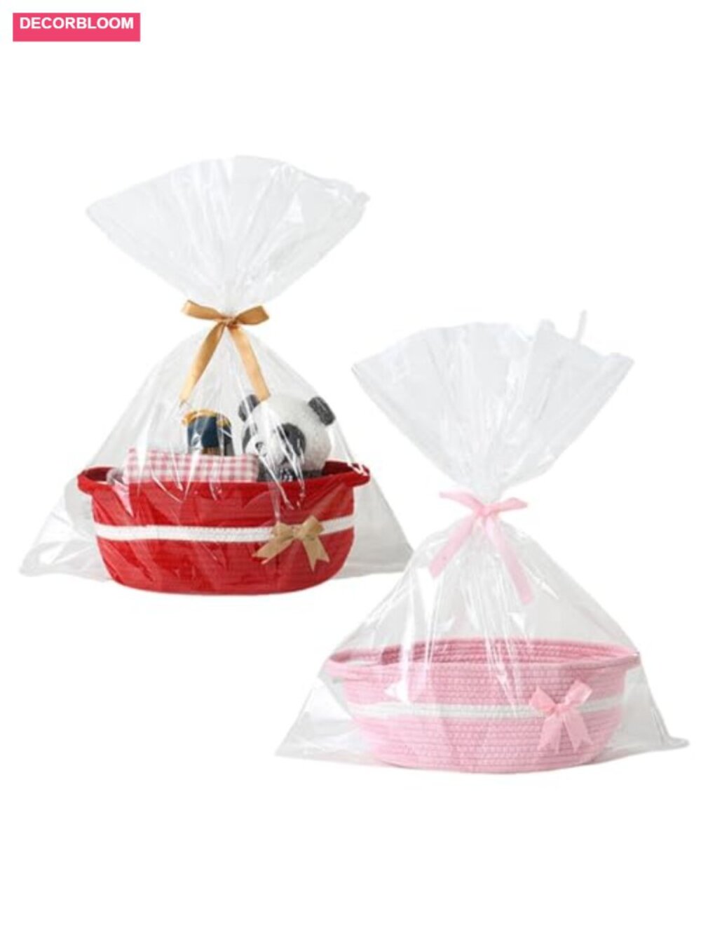 2 Pack Small Woven Cotton Rope Gift Baskets Empty Storage Organizer